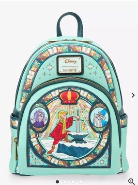 Loungefly Disney The Sword in the Stone Stained Glass Portrait Mini Backpack